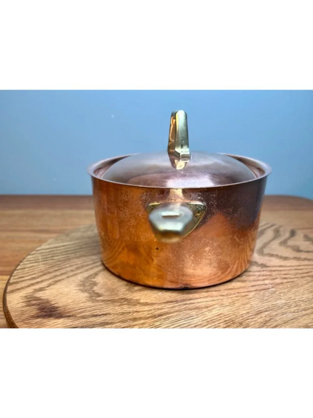 Vintage  Paul Revere Ware  2 quart  Copper Saucepan With Lid Bicentennial Brass